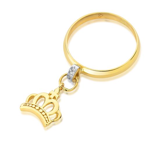 anel feminino com pingente coroa A1072_PF018