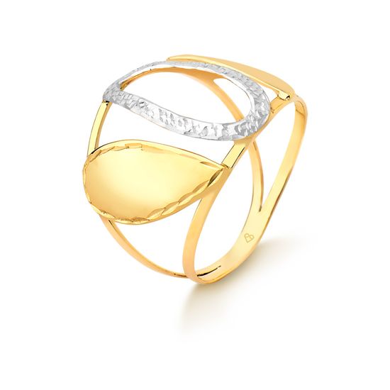 anel em ouro amarelo com detalhe em ouro branco A1065