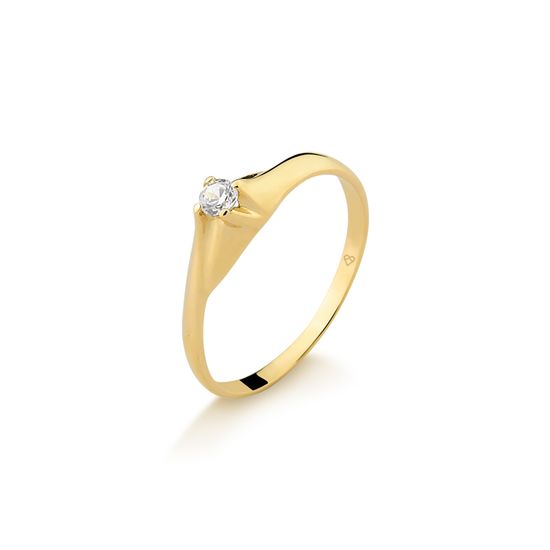 anel solitario em ouro amarelo com diamante A220