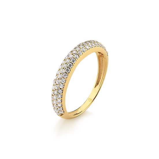 anel em ouro amarelo com pedras de diamante A25943