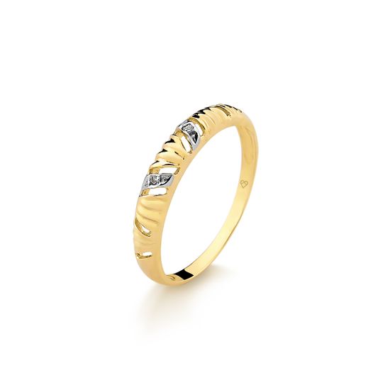anel em ouro amarelo com detalhe em ouro branco A278