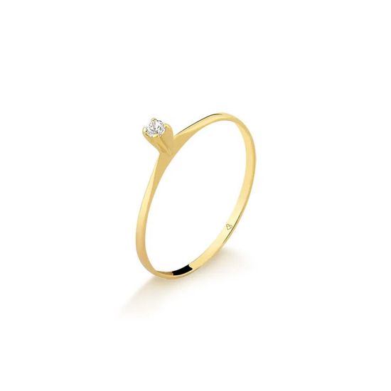 anel feminino solitario com pedra diamante A383