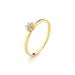 anel solitario feminino em ouro amarelo flor com pedra diamante A777
