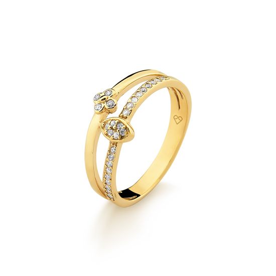 anel feminino em ouro amarelo e pedras de diamante A782