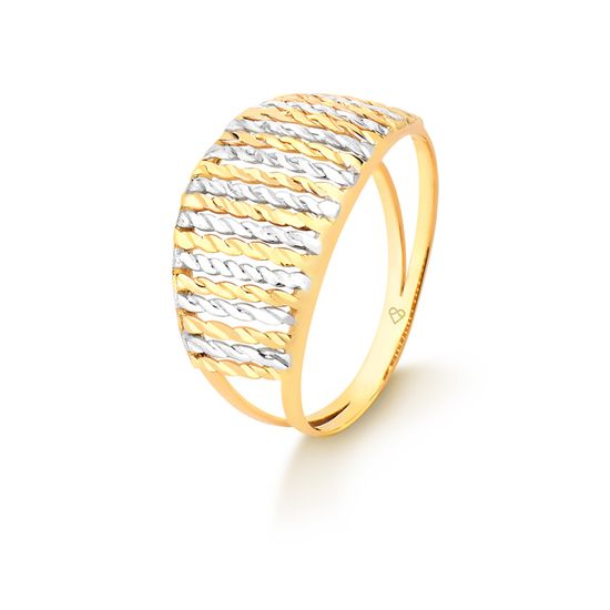 anel feminino em ouro amarelo e branco A849
