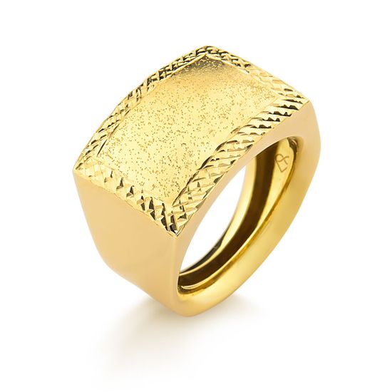 anel feminino em ouro 18k com aro confort trabalhado