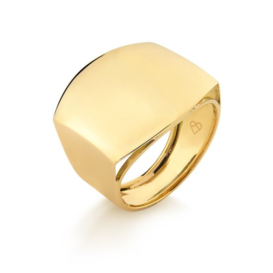 anel feminino de chapa redonda em ouro 18k