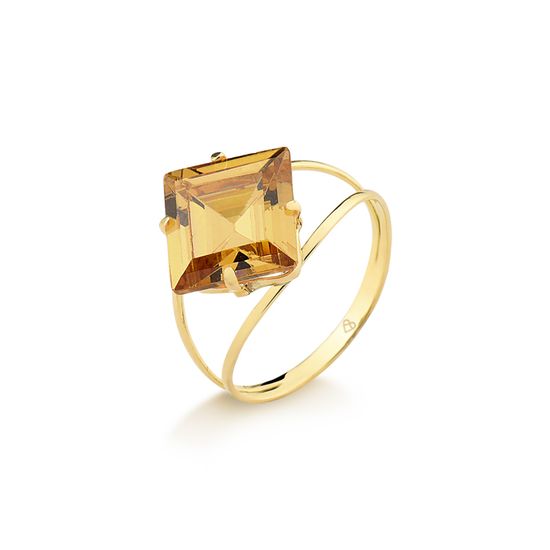 anel feminino em ouro 18k com zirconia quadrada