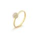 anel feminino chuveiro redondo com zirconias em ouro 18k
