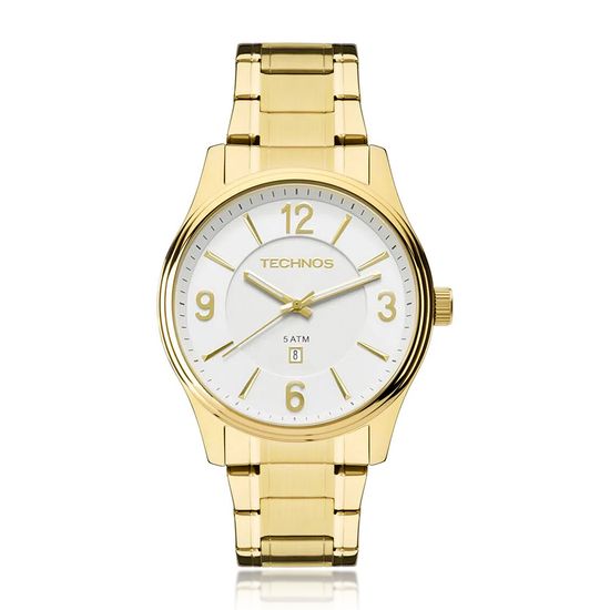 relógio masculino dourado fundo branco