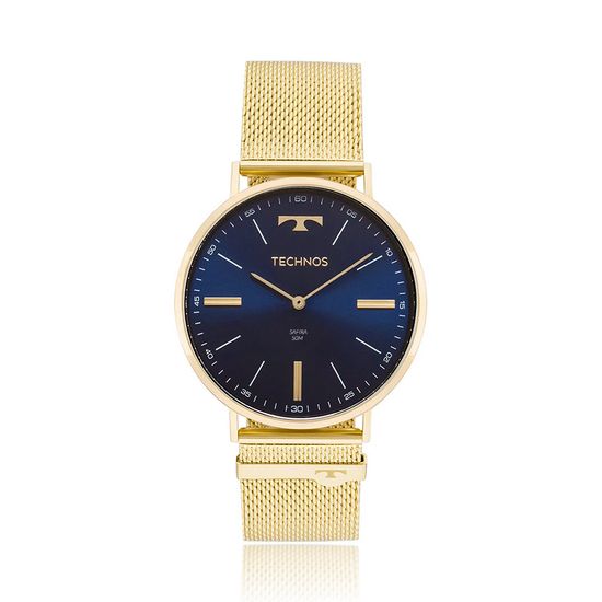 Relógio Technos Dourado com Fundo Azul 2025LTKS-4A