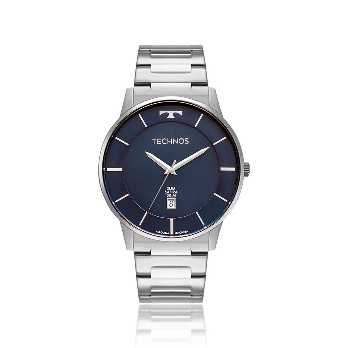 Relógio Slim Masculino Prata com Fundo Azul Technos GM10YQ/1A