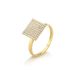 anel feminino quadrado com diamantes ouro 18k