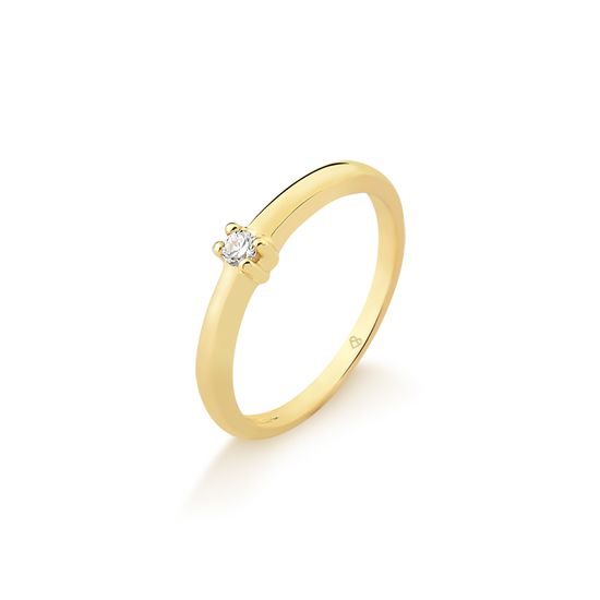 anel solitário com diamante em ouro 18k A689