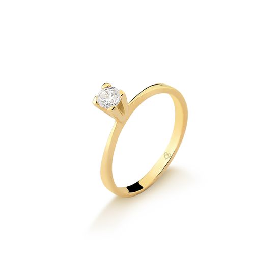 anel solitário com diamante em ouro 18k A589