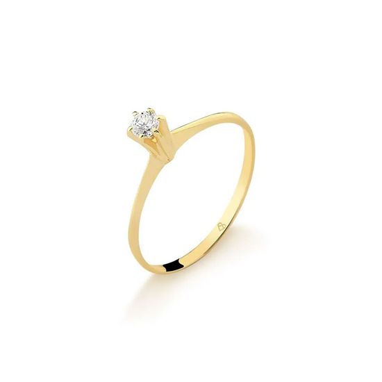 anel solitário com diamante em ouro 18k A597