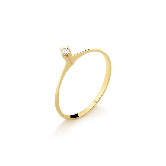 anel solitário com diamante em ouro 18k A633