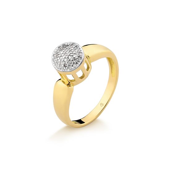 anel feminino pavê redondo com zircônias em ouro 18k a789