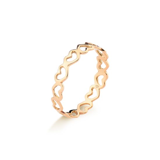 anel feminino de corações em ouro 10k