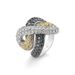 anel feminino com 150 pontos de diamantes branco e negro em ouro 18k