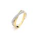 anel feminino entrelaçado com 11 pontos de diamante em ouro 18k amarelo e branco