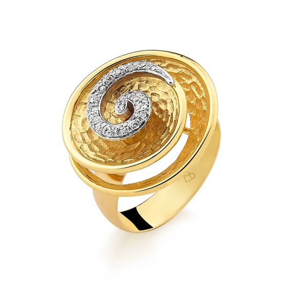 anel feminino flor com 10 pontos de diamante em ouro 18k