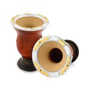 Cuia de Chimarrão com Bocal em Prata e Ouro 055L