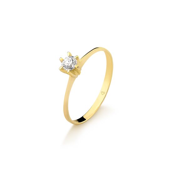 anel solitário com diamante em ouro 18k