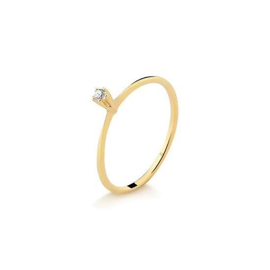 anel solitário feminino com diamante em ouro 18k