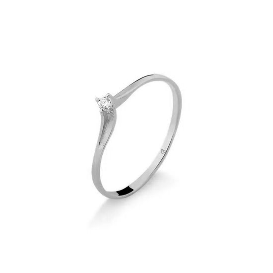 anel solitário com diamante em ouro branco 18k