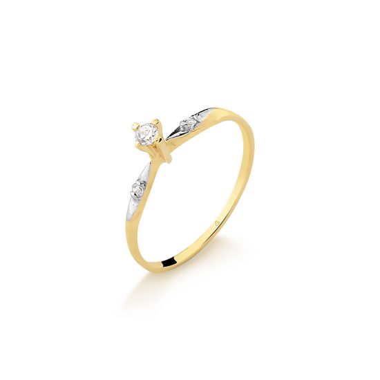 anel solitário feminino com diamantes em ouro 18k