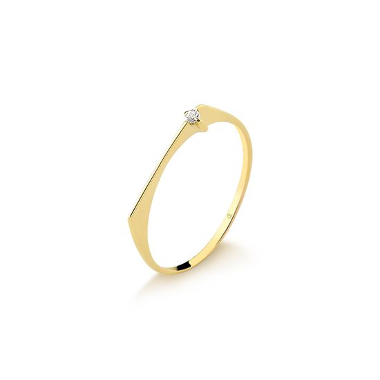 anel solitário com diamante em ouro 18k