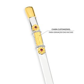 bomba prata e ouro para chimarrão 22E iniciais gravadas