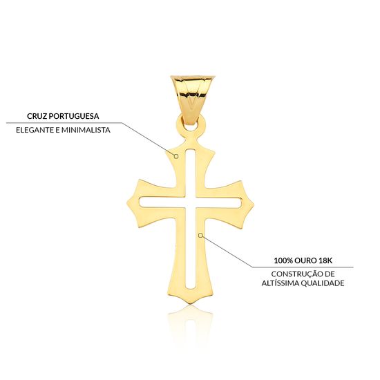 Crucifixo para corrente em ouro 18k fluiarte