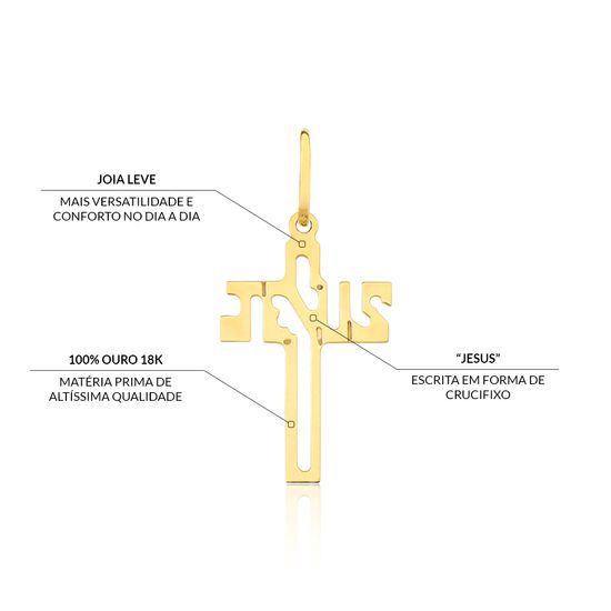 Pingente Crucifixo em Ouro 18K CNP015 detalhes