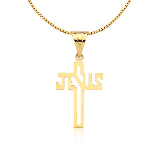 pingente de cruz jesus em ouro 18k