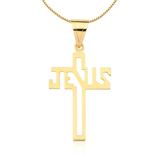 Pingente Cruz Ouro Amarelo Minimalista