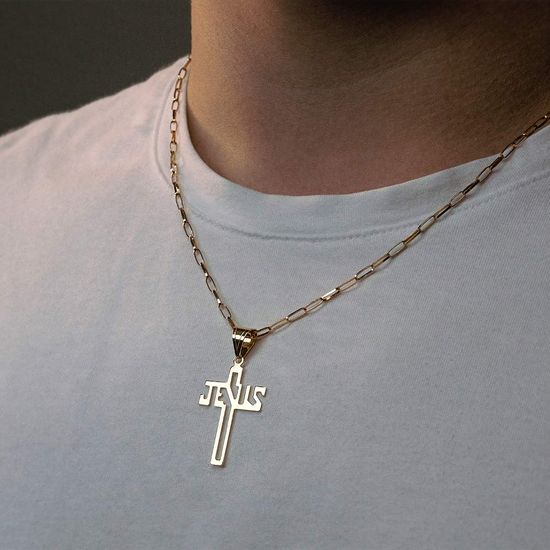 Pingente Cruz Jesus em Ouro 18K Fluiarte Joias