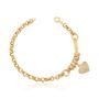 pulseira feminina de elos mistos ouro 18k com pingente coracao e argolas pc274