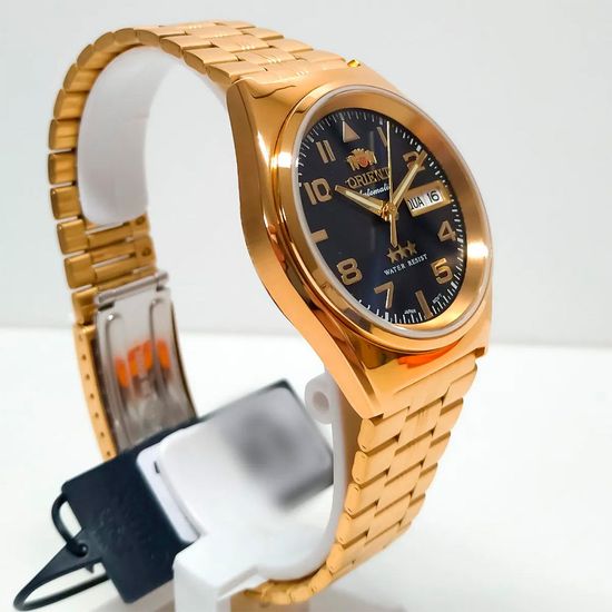 Relógio Automático Masculino Dourado Orient Ponteiros Dourados