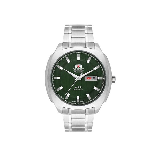 Relógio Orient Masculino Automático Prata Com Fundo Verde