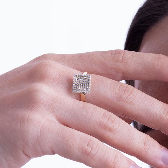 anel feminino pavê em ouro 18k com diamantes