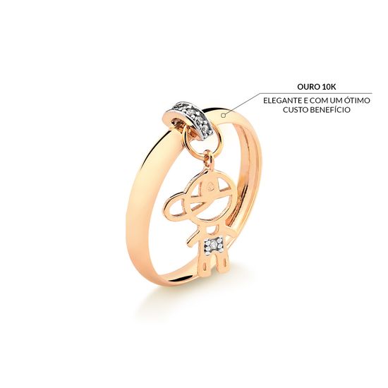 anel com pingente filho em ouro 10k para mulheres