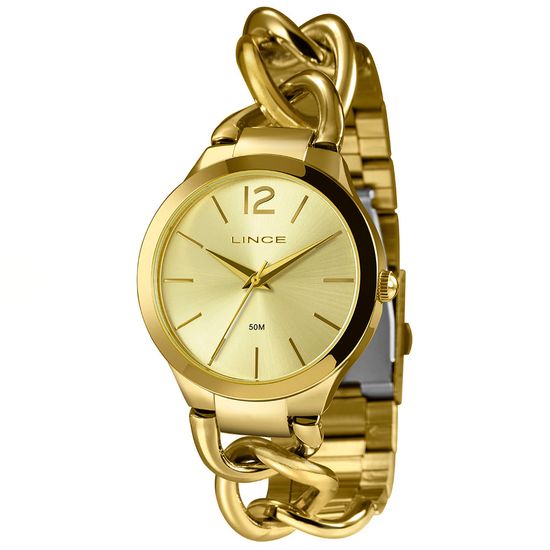Relógio Lince Feminino Analógico Bracelete Dourado