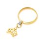 anel em ouro 18k com pingente coroa feminino