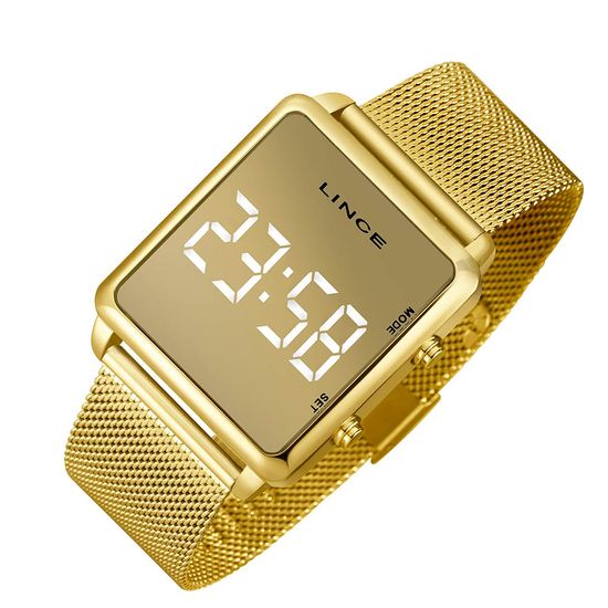 Relógio Dourado Digital Feminino Lince