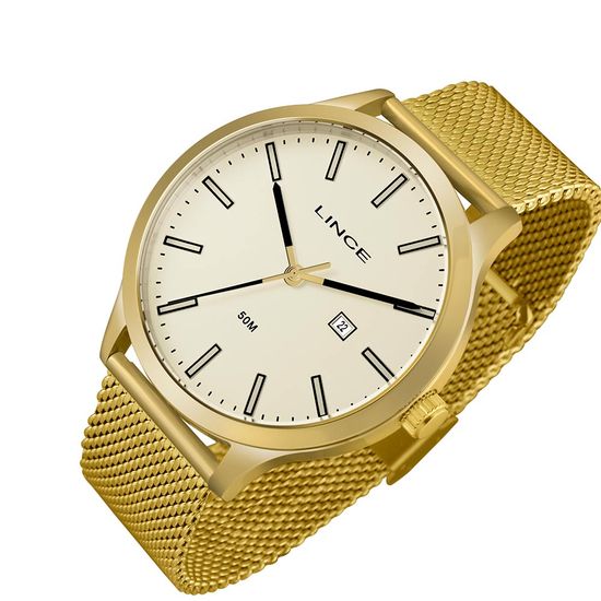 Relógio Masculino Minimaslista Dourado Lince