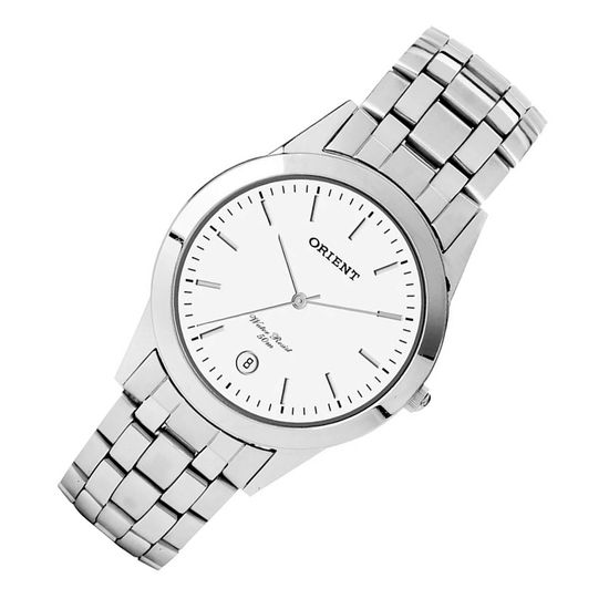 Relógio Orient Masculino Prata Classico Mostrador Branco