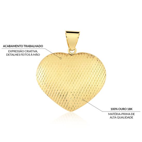 pingente de coração em ouro 750 texturizado