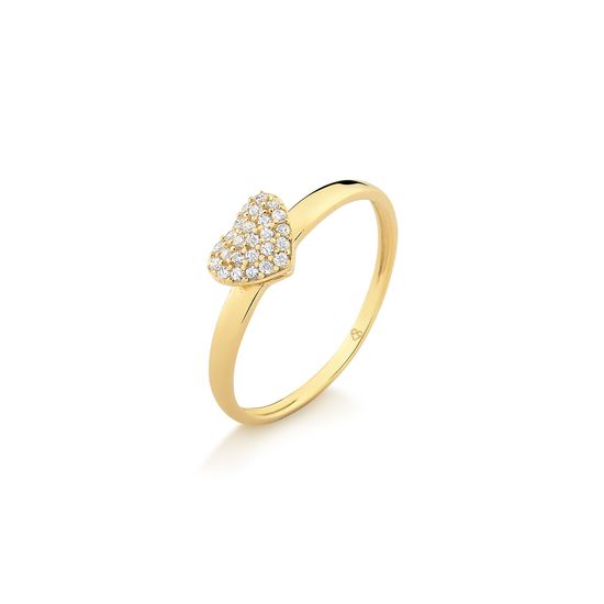 anel de coração em ouro 18k e 25 diamantes para mulher